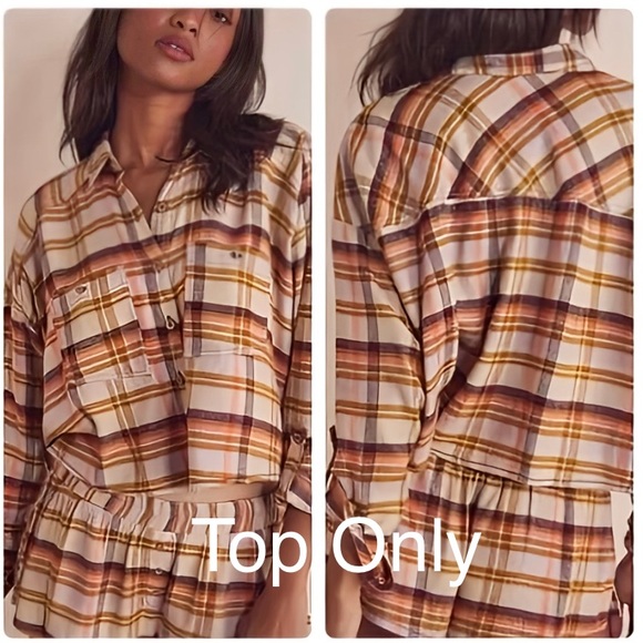 🌺Free People Tea Combo Wrapped in Flannel Lounge Set Free Top🌸🌺 - Picture 2 of 15